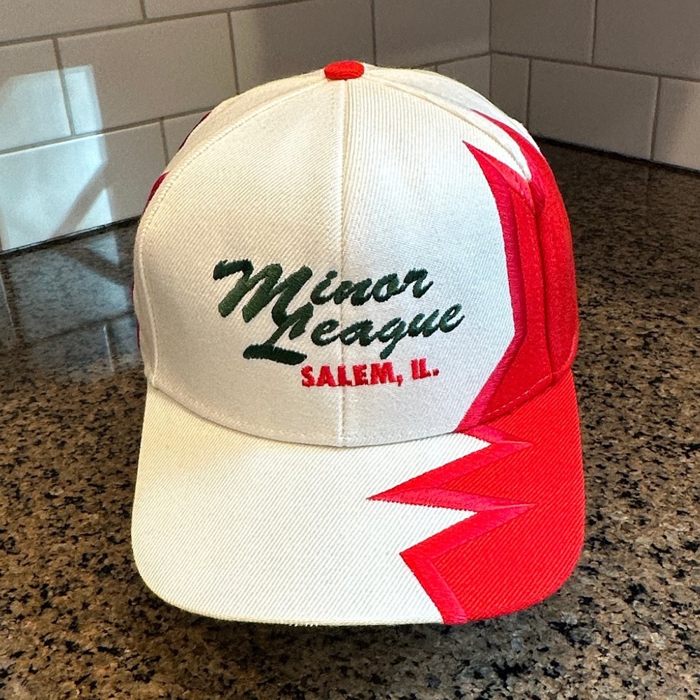 Vintage 90s Minor League Salem IL Nissin Shark Tooth Baseball Hat Strap Back